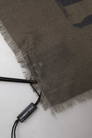 Green Camouflage Logo Cashmere 138cm x 137cm Men Scarf