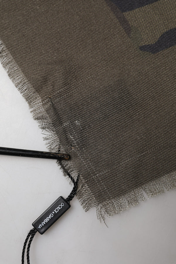 Green Camouflage Logo Cashmere 138cm x 137cm Men Scarf