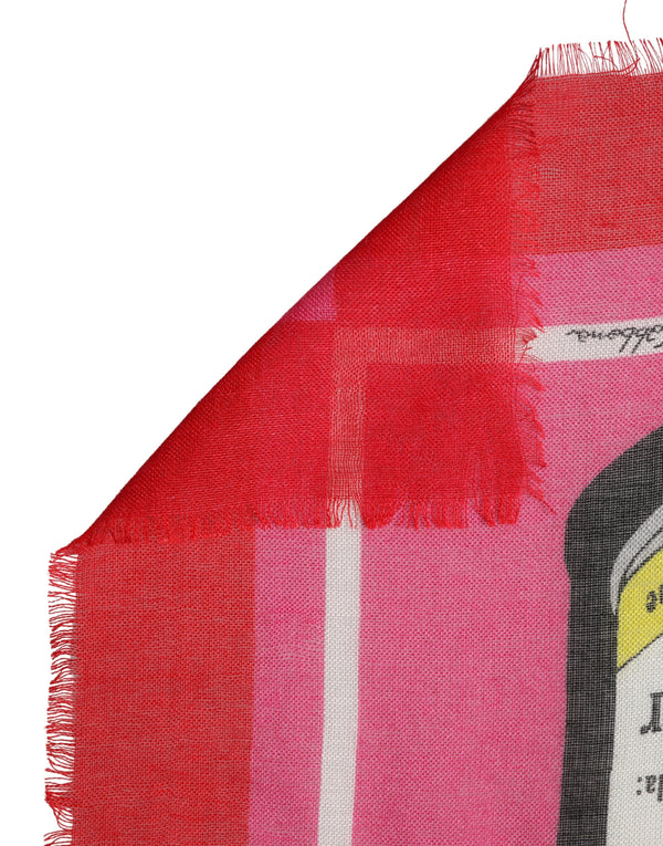 Pink DG Amore Print Neck Square Shawl 140cm x 140cm Scarf