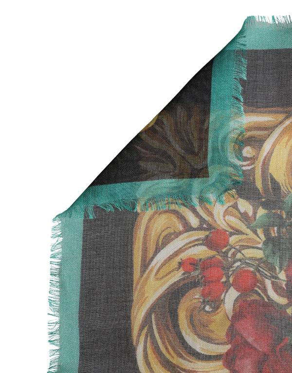 Multicolor Floral Cashmere Square Stole  Scarf