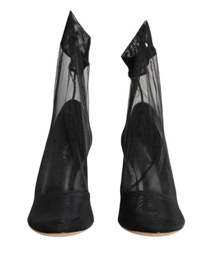 Black Nylon Stretch Mesh Sock Boots Shoes