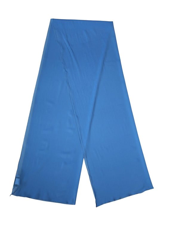 Blue Silk Neck Wrap Shawl Stole 200cm x 64cm Scarf