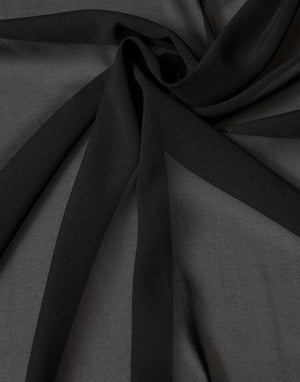 Black Silk Neck Wrap Shawl Stole 200cm x 64cm  Scarf