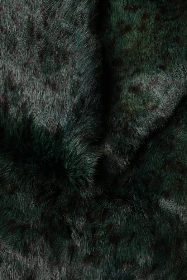 Black Green Stripe Fur Shawl Neck Wrap 180cm x49cm  Scarf