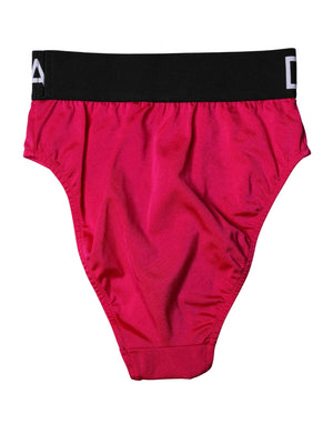 Pink Embellished High-Waist Brief Logo Underwear