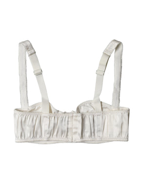 White Silk Satin Underwire Bra Semi Pad Underwear