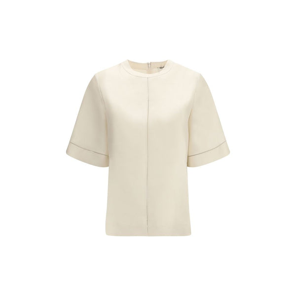 Beige Silk T-Shirt