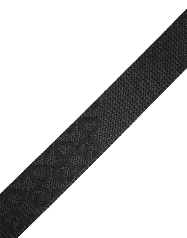 Black Logo Monogram Silver Metal Buckle Belt