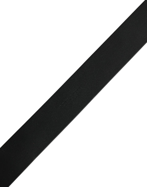 Black Calf Leather Gold Metal Buckle Belt