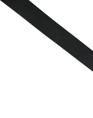 Black Calf Leather Gold Metal Buckle Belt