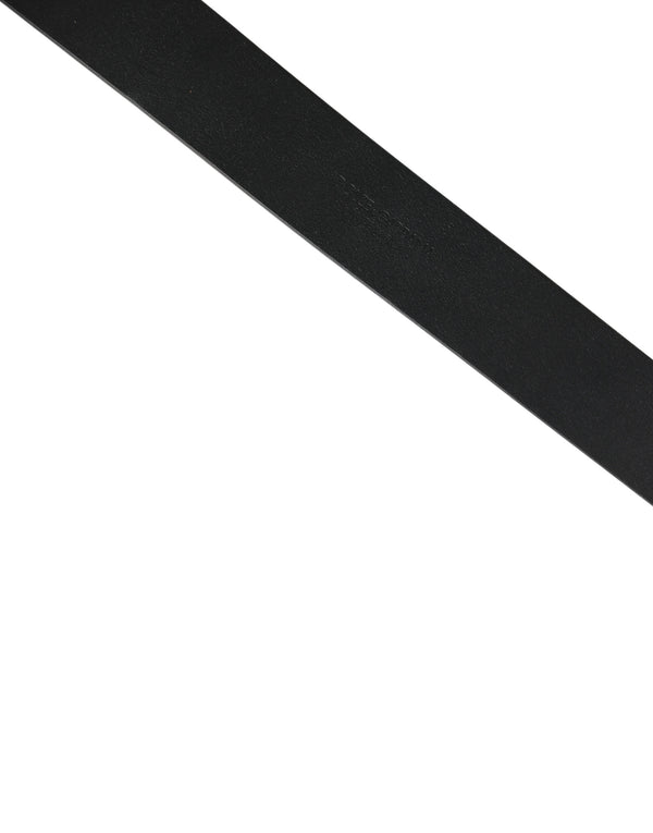 Black Calf Leather Gold Metal Buckle Belt