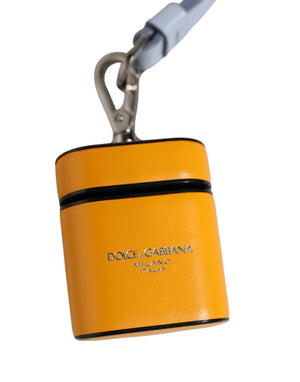 Case Yellow Calf Leather Logo Flip Holder Strap Airpods