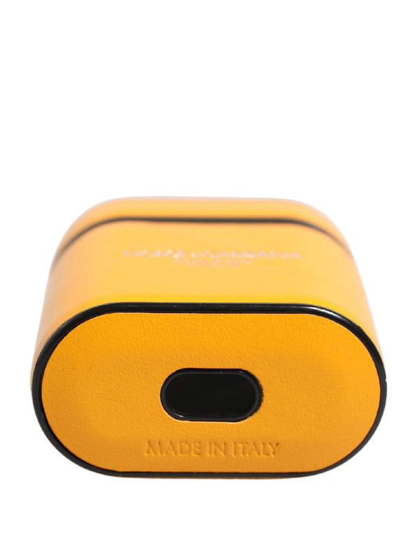 Case Yellow Calf Leather Logo Flip Holder Strap Airpods