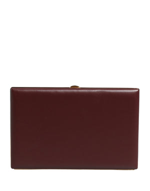Brown Calfskin Leather Clutch Evening Women Purse Bag
