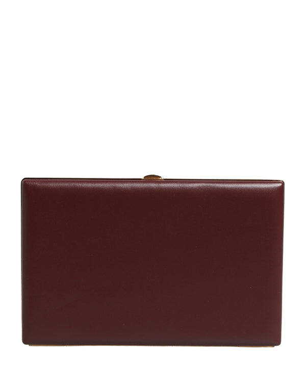 Brown Calfskin Leather Clutch Evening Women Purse Bag