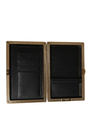 Brown Calfskin Leather Clutch Evening Women Purse Bag