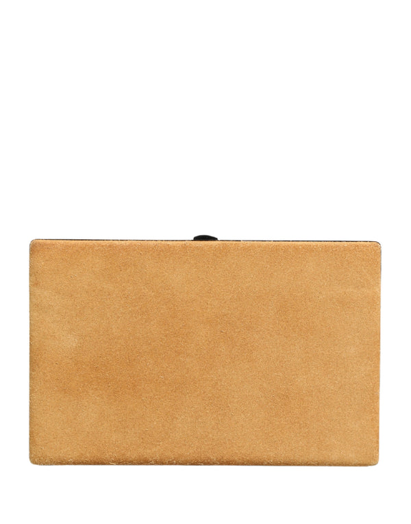 Beige Velvet Calf Leather Clutch Evening Women Purse Bag