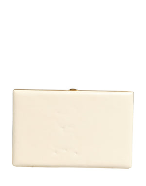 White Lambskin Leather Clutch Evening Women Purse Bag