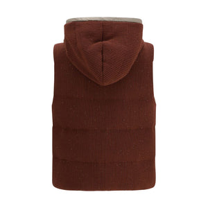 Brown Cotton Sleveless Jacket