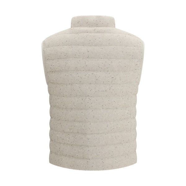 Beige Goose Down Sleveless Jacket
