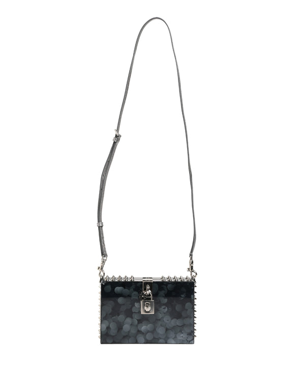 Black Acrylic Plexiglass Studded DOLCE BOX Clutch Bag