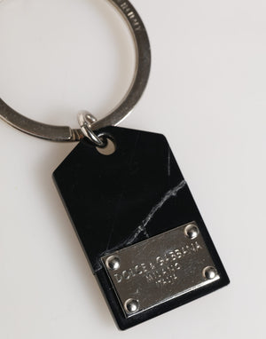 Black Silver Brass LogoPlaque Metal Ring Keyring  Keychain