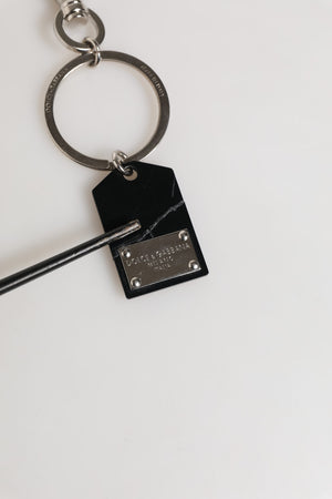 Black Silver Brass LogoPlaque Metal Ring Keyring  Keychain