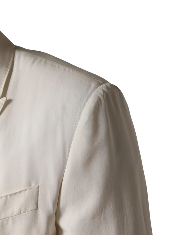 White Cotton Single Breasted Jacket Blazer