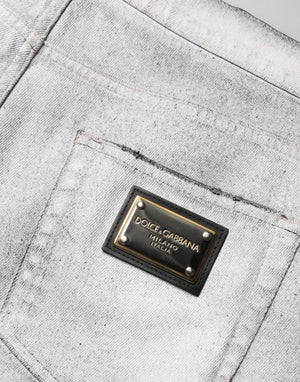 Light Gray Distressed Skinny Men Denim Jeans