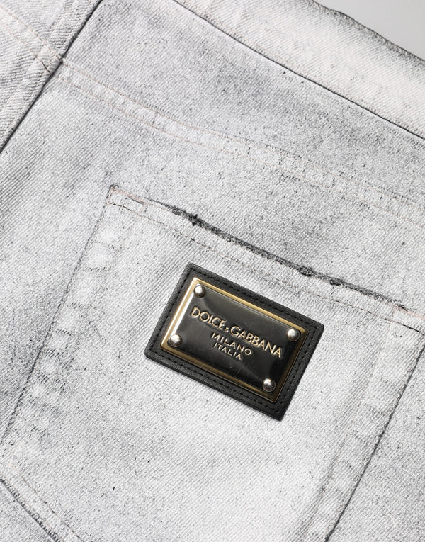 Light Gray Distressed Skinny Men Denim Jeans