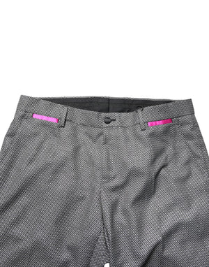 Gray Viscose Skinny Men Dress Trouser Pants