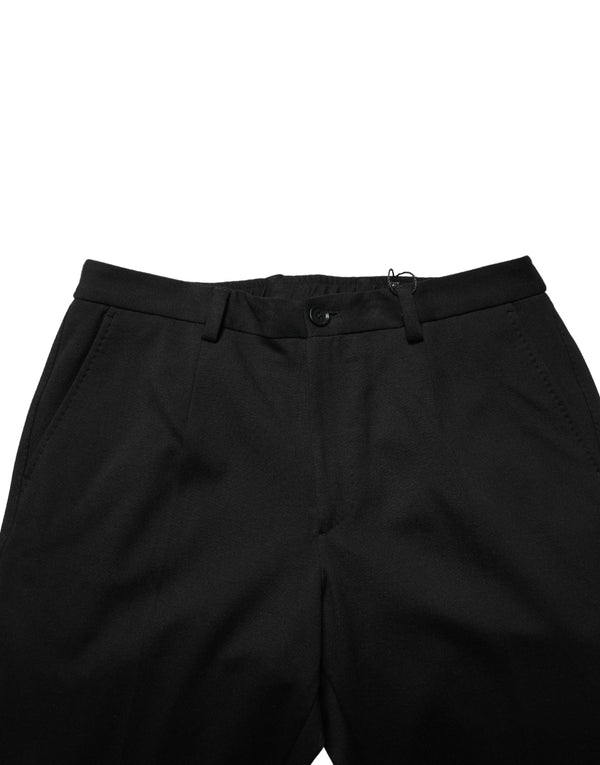 Black Wool Skinny Men Dress Trouser Pants