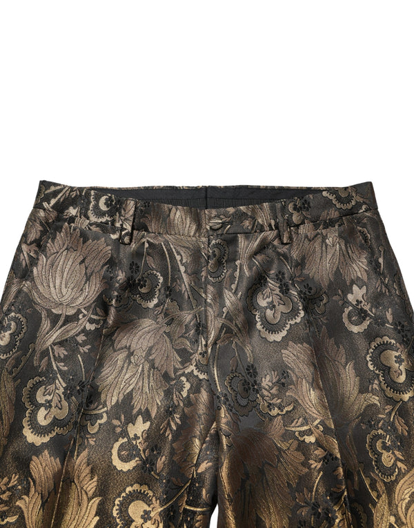Gold Jacquard Dress Formal Men Trouser Pants