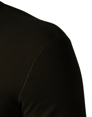 Brown Cotton Buttoned Henley Pullover Sweater