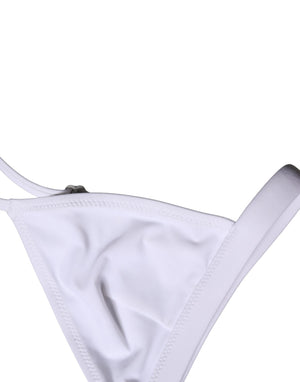Top White Nylon Triangle Swimwear Beachwear Bikini