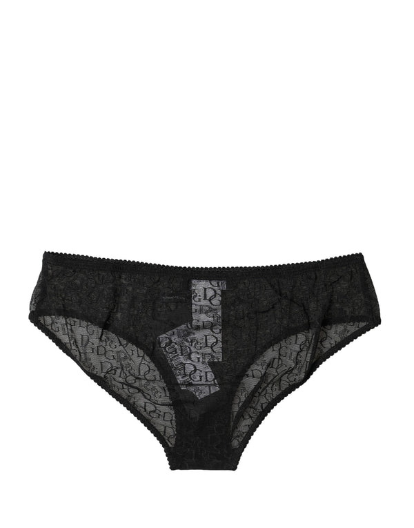 Black Nylon Stretch Mid Waist Brief Underwear