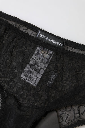 Black Nylon Stretch Mid Waist Brief Underwear