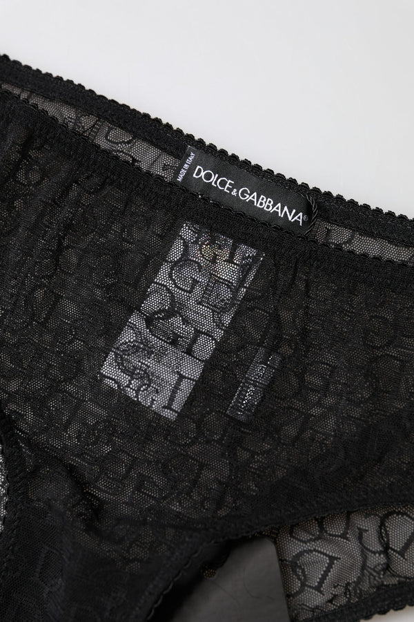 Black Nylon Stretch Mid Waist Brief Underwear