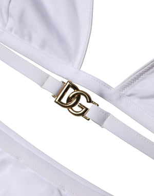 White Logo Swimsuit 2 Piece Top Bottom Swimwear