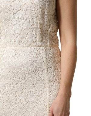 White Lace Viscose Sheath Long Gown Dress