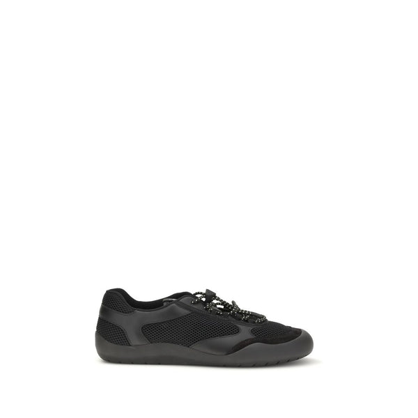Black Polyester Athletic Sneakers
