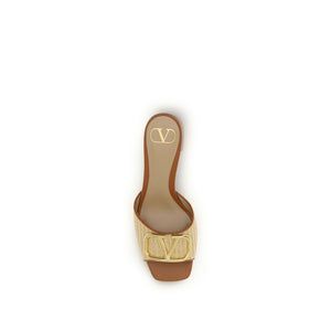 Beige Calf Leather Bos Taurus Platform Sandals