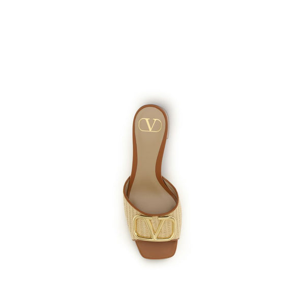 Beige Calf Leather Bos Taurus Platform Sandals
