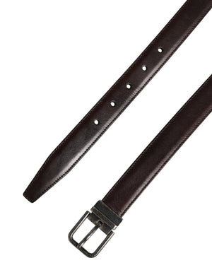Men Brown Classic Leather Metal Buckle Belt
