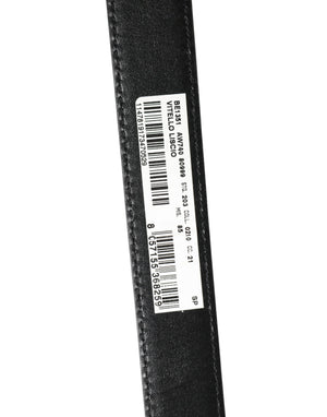 Men Black Classic Leather Metal Buckle Belt