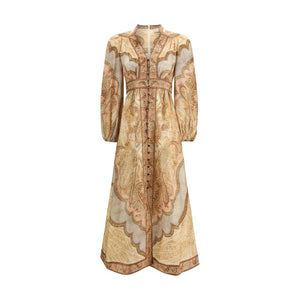 Multicolor Linen Long Dress