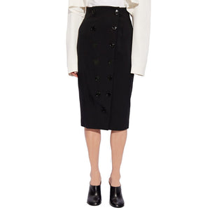 Black Elastane Midi Skirt