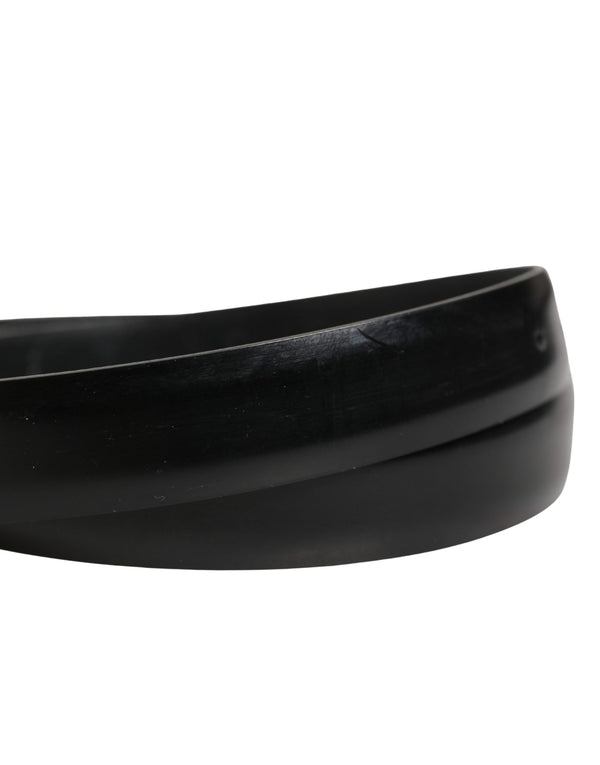 Men Black Classic Leather Metal Buckle Belt