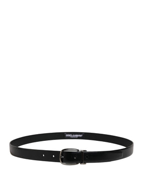 Men Black Classic Leather Metal Buckle Belt