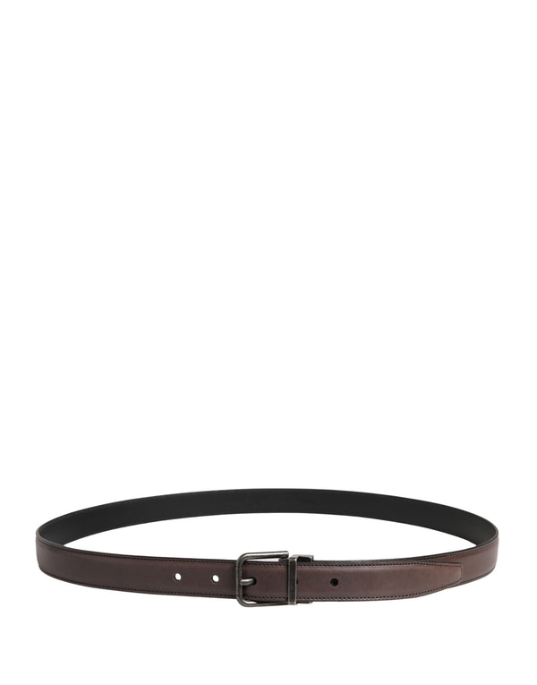 Men Brown Classic Leather Metal Buckle Belt